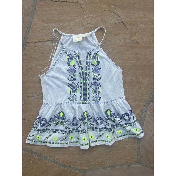 Maeve By Anthropologie M, Newly Embroidered Babydoll Top. White - Picture 1 of 3